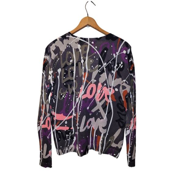 Lisa Todd Womens Cotton Love Language Graffiti Print Long Sleeve Sweater Size XS - Picture 6 of 10